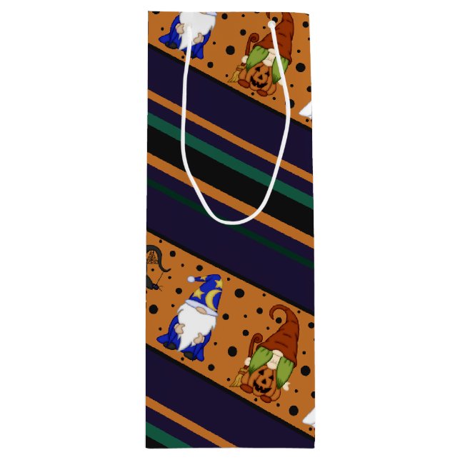 Gnome-o-Ween Stripe (Large) Gift Bag (Front)