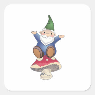 GNOME ON MUSHROOM SQUARE STICKER