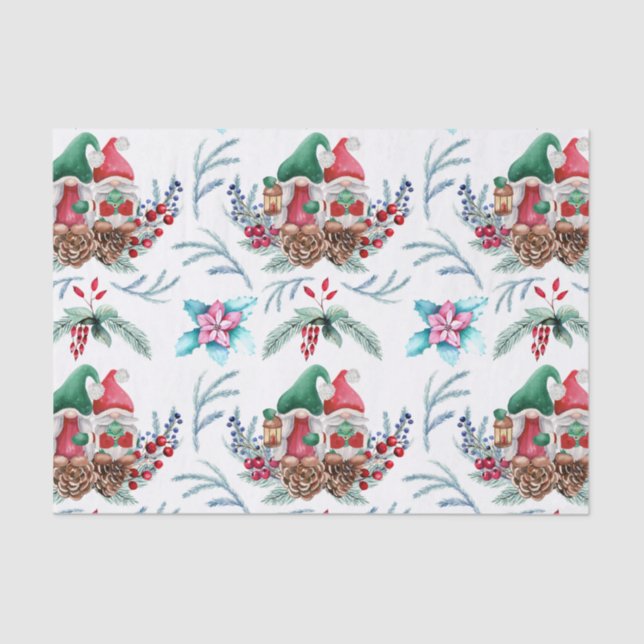 Gnome on Pine Cones  Tissue Paper (Front)