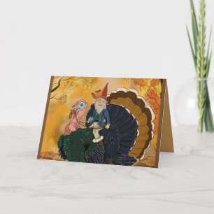 Gnome on Turkey Thanksgiving cards