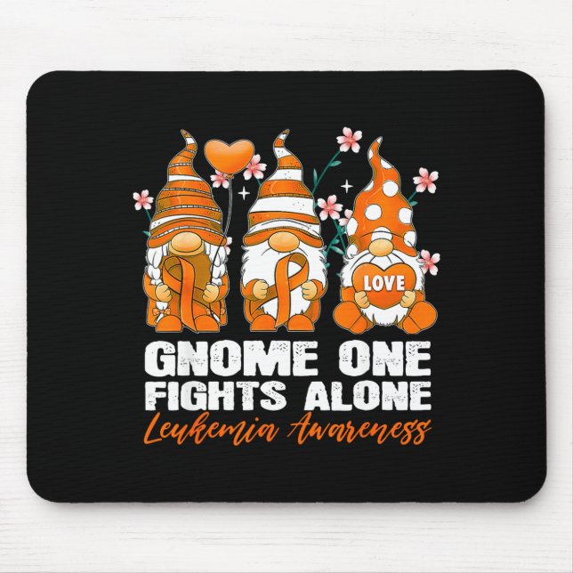Gnome one fight alone leukaemia awareness orange mouse mat (Front)