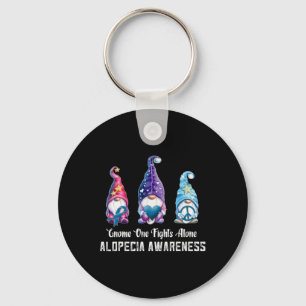 Gnome One Fights Alone Alopecia Awareness Key Ring