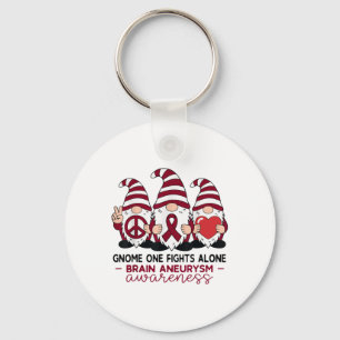 Gnome One Fights Alone Awareness Brain Aneurysm _1 Key Ring