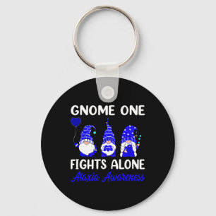 Gnome One Fights Alone Blue Ribbon Ataxia Awarenes Key Ring