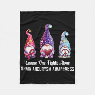 Gnome One Fights Alone Brain Aneurysm Awareness Fleece Blanket