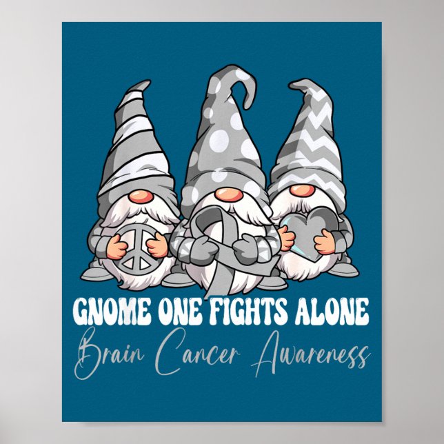 Gnome One Fights Alone Brain Awareness Support Poster (Front)