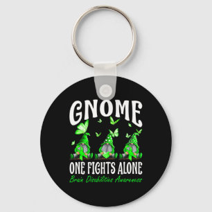 Gnome One Fights Alone Brain Disabilities Awarenes Key Ring