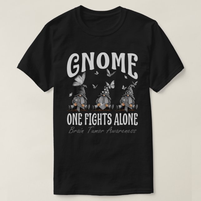 Gnome One Fights Alone Brain Tumor Awareness T-Shirt (Design Front)
