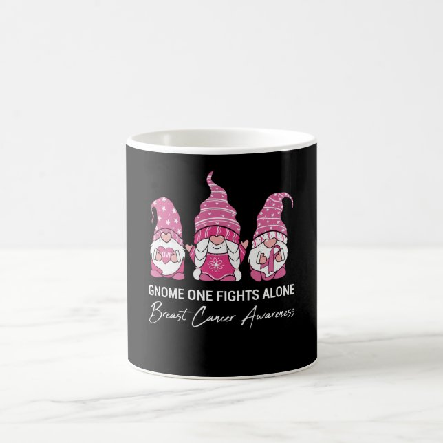 Gnome One Fights Alone Breast Cancer Awareness Coffee Mug (Center)