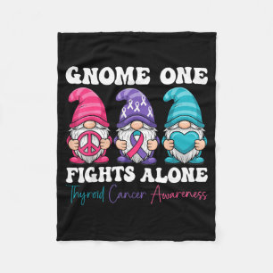Gnome One Fights Alone - Christmas Thyroid Cancer Fleece Blanket