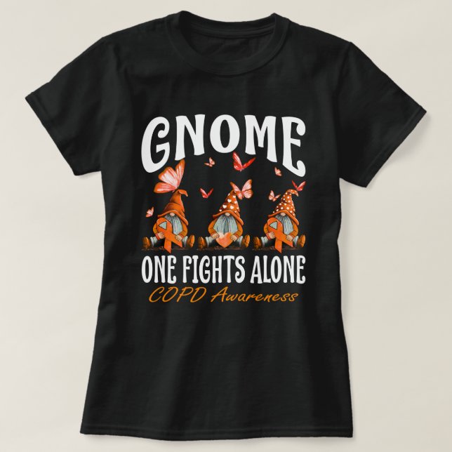 Gnome One Fights Alone COPD Awareness T-Shirt (Design Front)