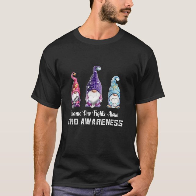 Gnome One Fights Alone CVID Awareness T-Shirt (Front)