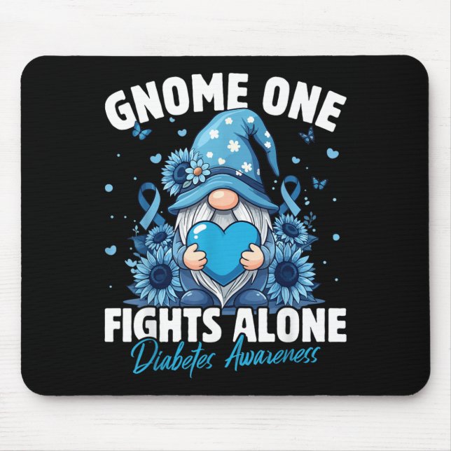 Gnome One Fights Alone Diabetes Awareness Artwork Mouse Mat (Front)