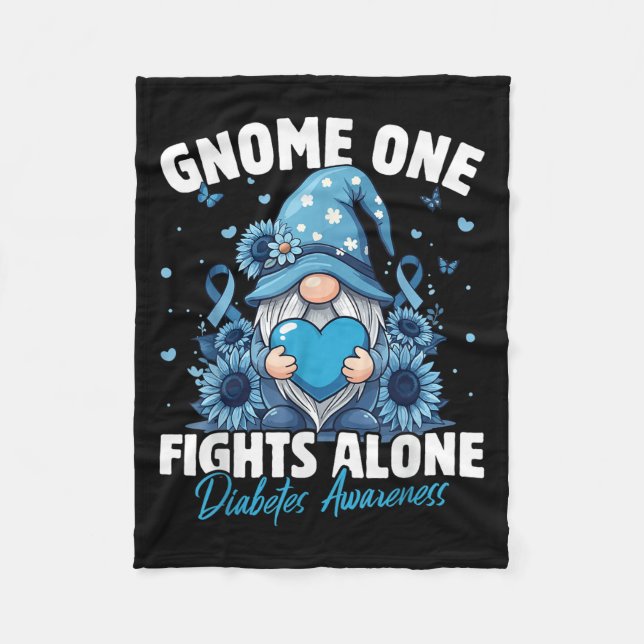 Gnome One Fights Alone Diabetes Awareness  Fleece Blanket (Front)
