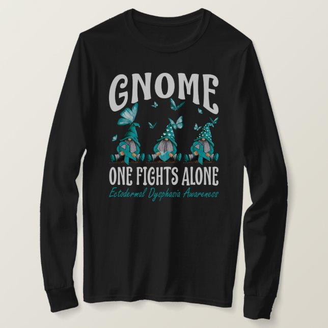 Gnome One Fights Alone Ectodermal Dysphasia Awaren T-Shirt (Design Front)