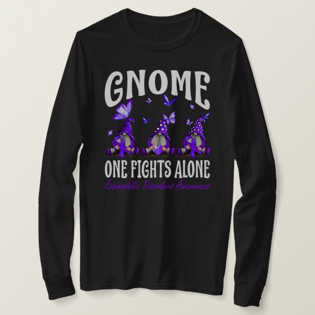 Gnome One Fights Alone Eosinophilic Disorders Awar T-Shirt (Design Front)