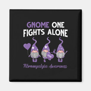 Gnome One Fights Alone Fibromyalgia Awareness Mont Magnet