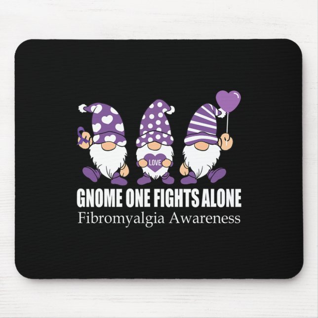 Gnome One Fights Alone Fibromyalgia Awareness Warr Mouse Mat (Front)