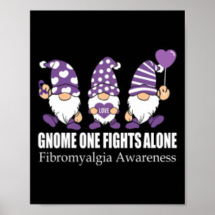 Gnome One Fights Alone Fibromyalgia Awareness Warr Poster