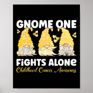 Gnome One Fights Alone Gold Childhood Cancer Aware Poster