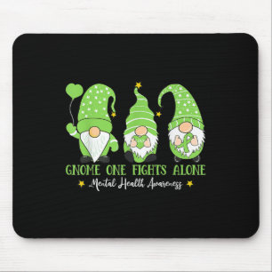 Gnome One Fights Alone Green Ribbon Mental Health  Mouse Mat