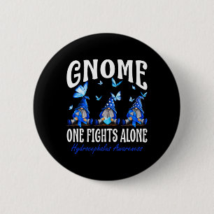 Gnome One Fights Alone Hydrocephalus Awareness  6 Cm Round Badge