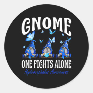 Gnome One Fights Alone Hydrocephalus Awareness Classic Round Sticker