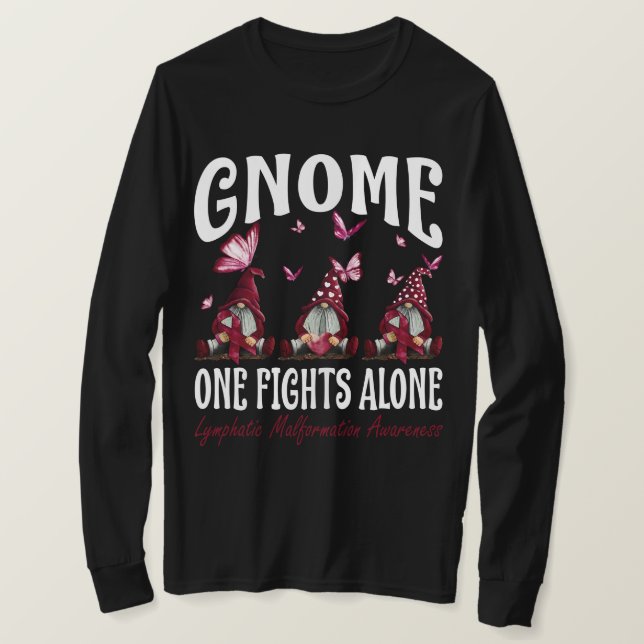 Gnome One Fights Alone Lymphatic Malformation Awar T-Shirt (Design Front)