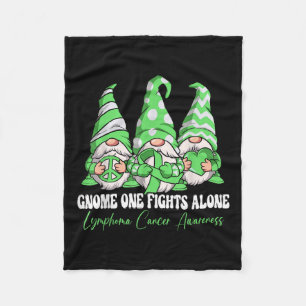 Gnome One Fights Alone Lymphoma Cancer Awareness Fleece Blanket