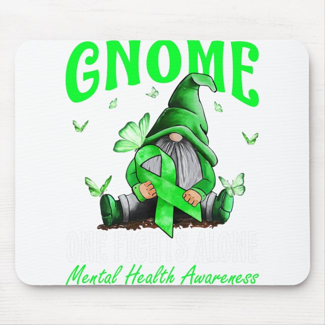 Gnome One Fights Alone Mental Health Awareness Mouse Mat (Front)