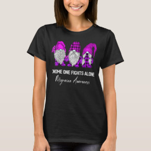 Gnome One Fights Alone Migraine Awareness Purple T-Shirt