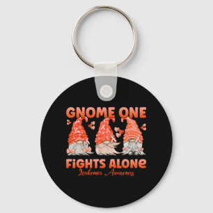 Gnome One Fights Alone Orange Leukaemia Awareness Key Ring
