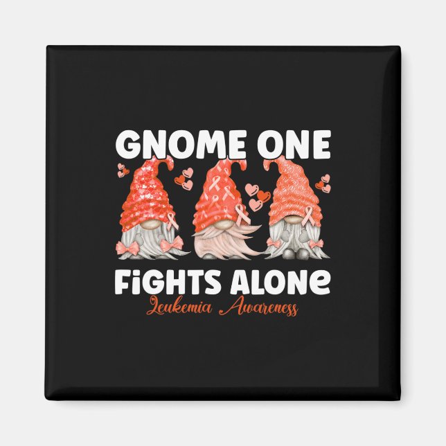 Gnome One Fights Alone Orange  Leukaemia Awareness Magnet (Front)