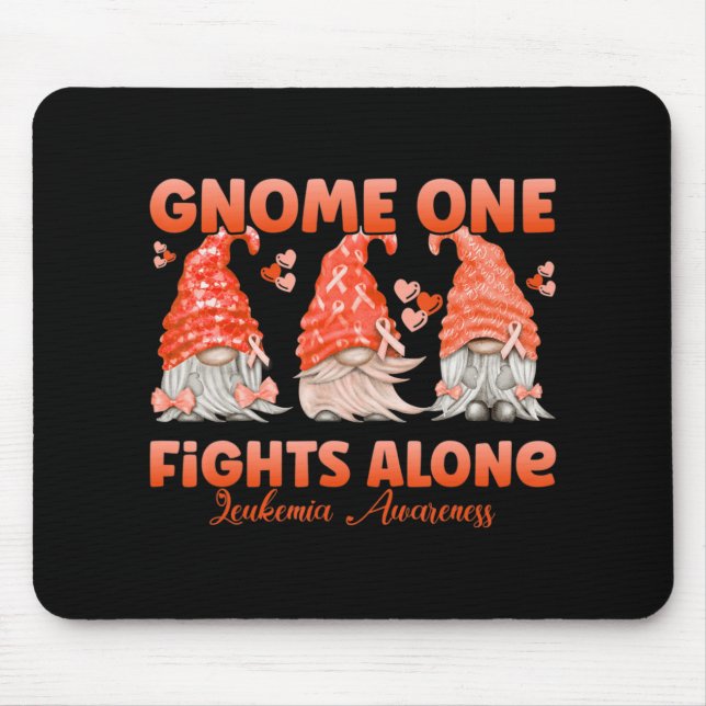 Gnome One Fights Alone Orange  Leukaemia Awareness Mouse Mat (Front)