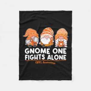 Gnome One Fights Alone Orange Ribbon Crps Awarenes Fleece Blanket