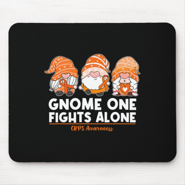 Gnome One Fights Alone Orange Ribbon CRPS Awarenes Mouse Mat (Front)