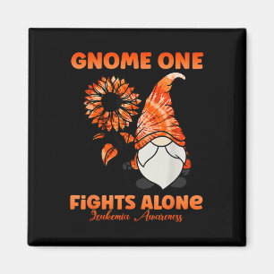 Gnome One Fights Alone Orange Ribbon Leukaemia Awa Magnet