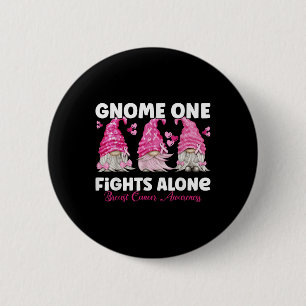 Gnome One Fights Alone Pink _ Breast Cancer Awaren 6 Cm Round Badge