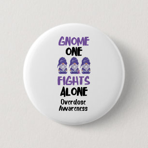 Gnome One Fights Alone Purple Ribbon Overdose Awar 6 Cm Round Badge