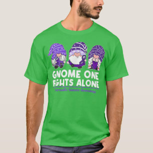 Gnome One Fights Alone Purple Ribbon Pancreatic Ca T-Shirt
