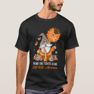 Gnome One Fights Alone Ribbon Adhd Awareness T-Shirt