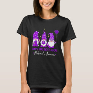 Gnome One Fights Alone Ribbon Purple Alzheimer s A T-Shirt