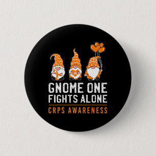 Gnome One Fights Alone Rsd Crps Awareness Orange R 6 Cm Round Badge