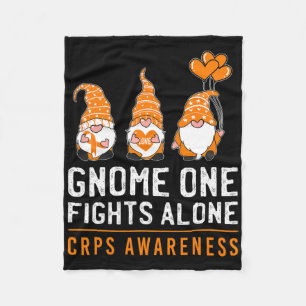 Gnome One Fights Alone Rsd Crps Awareness Orange R Fleece Blanket