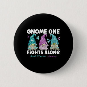 Gnome One Fights Alone Suicide Prevention Awarenes 6 Cm Round Badge