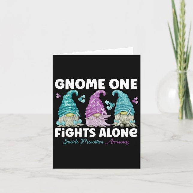 Gnome One Fights Alone Suicide Prevention Awarenes Card (Front)