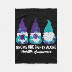 Gnome One Fights Alone Suicide Prevention Awarenes Fleece Blanket