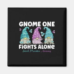 Gnome One Fights Alone Suicide Prevention Awarenes Magnet