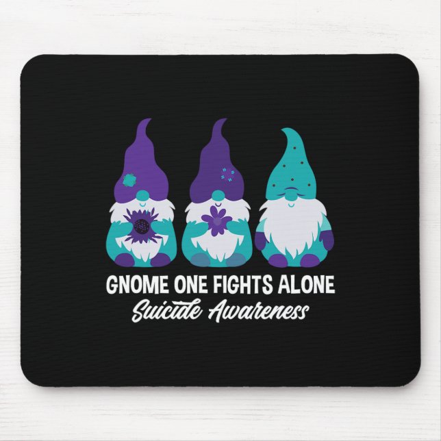 Gnome One Fights Alone Suicide Prevention Awarenes Mouse Mat (Front)