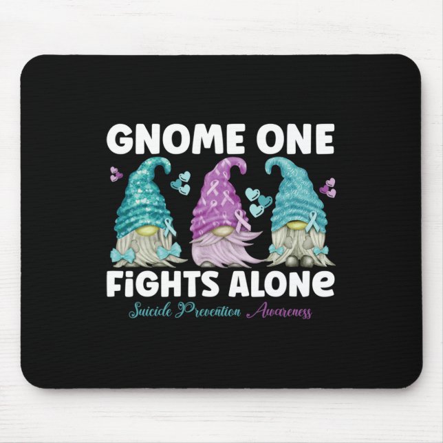 Gnome One Fights Alone Suicide Prevention Awarenes Mouse Mat (Front)